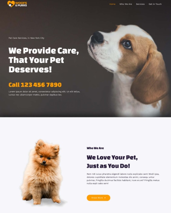 Affordable Website Design for a Dog Walking and Pet Sitting Service